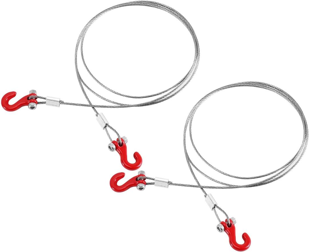 INJORA Metal Tow Rope with Hook for 1/24 1/18 RC Crawlers, 2PCS