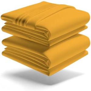 Mezzati Luxury Bed Sheet Set - Soft and Comfortable 1800 Prestige Collection - Brushed Microfiber Bedding (Yellow, King Size)