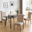 MOSAYT 100% Waterproof Dining Room Chair Covers Set of 6, Super Fit Stretch Jacquard Parson Chairs Slipcovers Removable Washable Chair Seat Protectors for Home, Kitchen, Banquet (Khaki - XL)