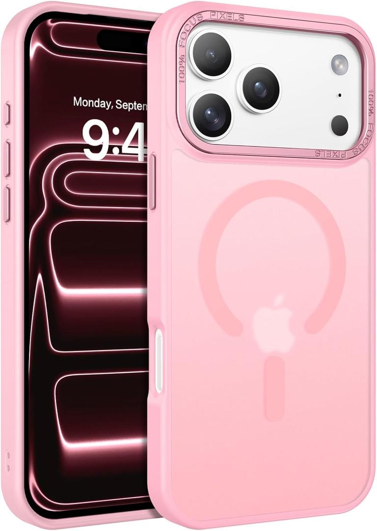 BENTOBEN Magnetic for iPhone 17 Pro Max Case 6.9" 2025, [Compatible with Magsafe] Slim Cute Matte Translucent Shockproof Drop Protective Bumper Women Men Phone Cover for iPhone 17 ProMax, Light Pink