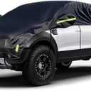 Half Car Cover All Weather Car Body Cover for All Season Sunshade Cover Snow Cover Waterproof 420D Oxford Fabric (Fit Small and Medium Size Pickup (Crew Cab))