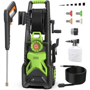 Upgraded Adjustable Electric Pressure Washer, High Pressure Washer with 4 Different Pressure Tips, High Pressure Cleaning Machine with Foam Cannon for Cars, Driveways, Patios, and Home Cleaning