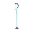 Medline Offset Folding Cane, 4-Point Base with Cushioned Gel Handle, Supports up to 350 lbs, Blue