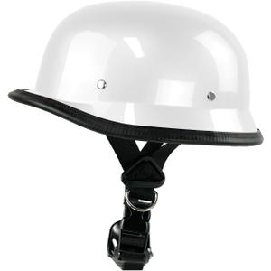 German Style Motorcycle Helmet, Adult Half Helmet Open Face DOT Approved, Motorcycle Cruiser Scooter Cool Helmet (White, Large)
