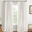 INOVADAY 100% Blackout Curtains for Bedroom, Black Out Curtains 84 Inch Long, Clip Rings Linen Blackout Drapes, Thermal Insulated Room Darkening for Living Room, 2 Panels  Beige,W50xL84
