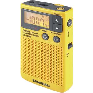 Sangean DT-400W Weather Alert Pocket Radio, AM/FM, Yellow
