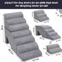 Dog Stair for High Beds 32 inches Tall, 33D Foam Dog Ramp for Bed 32 inches, 7-Step Pet Stair Steps for Small Large Dogs for Bedsides Climbing, Non-Slip Doggie Steps for Older Dogs/Cats, Grey