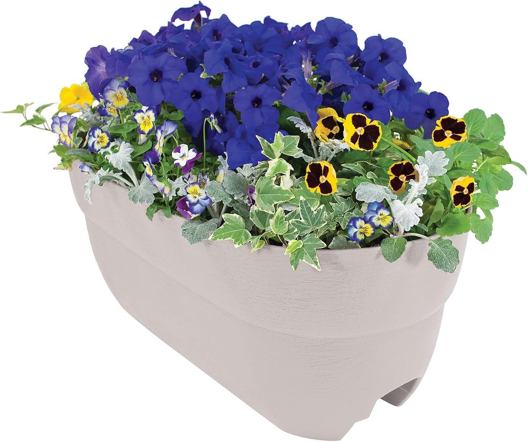 Bloomers Railing Planter with Drainage Holes 24" Weatherproof Resin Planter Polyethylene plastic - White
