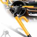 Tevlaphee Steering Wheel Lock - Anti Theft Device with Adjustable Car Wheel Lock, 3 Keys (Yellow)