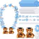 82 Pcs 2025 Graduation Candy Leis Making Kit DIY Netting Tubing Stuffed Plush Bear Ribbon Grad Glitter Card Candy Lei for Graduation Congrats Party Supplies(Light Blue, White)