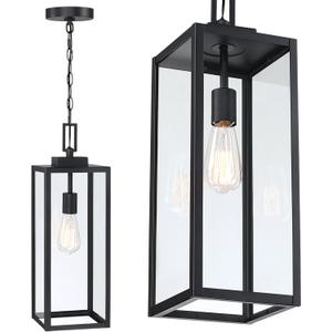 21.5 in Large Size Front Porch Pendant Light Fixture - Outdoor Hanging Light for Patio Entrance Porch Hanging Lantern Exterior Pendant Front Door, E26 Base