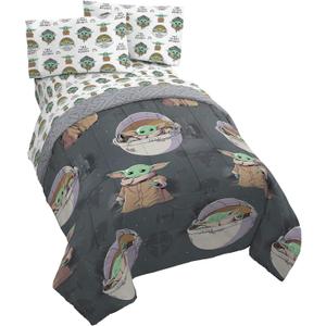 Jay franco StarWars The Mandalorian The Child 4 Piece Twin Bed Set-Includes Reversible Comforter&Sheet Set-Bedding Features Baby Yoda-Super Soft Fade Resistant Microfiber (Official StarWars Product)