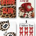 2 x Preppy Coquette Red Bow Leopard Print Car Air Freshener 4 Pcs, Fashion Cheetah Lucky 8 Ball Hanging Air Freshener for Cars Closet Drawer Books, Girly Car Accessories Mirror Decor for Women