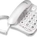 S016+ Big Button Corded Telephone with Speaker, Desk Phone Only (Off-White)