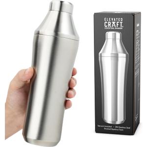 Elevated Craft Hybrid Cocktail Shaker - Premium Vacuum Insulated Stainless Steel Cocktail Shaker - Innovative Measuring System - Martini Shaker for the Home Bartender - 28oz Total Volume