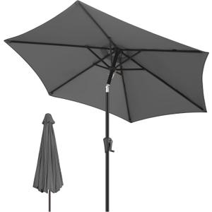 FLAME&SHADE 10ft Patio Umbrella - Outdoor Umbrella with 6 Sturdy Ribs, Push Button Tilt and Crank, UV Protection Table Market Umbrella for Pool, Porch, Garden, Deck, Backyard (Anthracite)