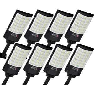 Solar Street Lights Outdoor, Waterproof Motion Sensor Solar Lights with Remote Control, 6500K Dusk to Dawn Parking Lot Flood Light for Outside Garage Yard, 8 Pack
