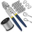 YingYa BIS Wire Rope Crimping Tool Kit, 100FT Stainless Steel Cable, 100PCS Aluminum Crimping Loop Sleeve, Wire Rope Thimble