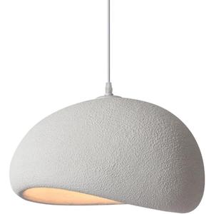 JAYMP 30cm Mini Size Wabi Sabi Pendant Light for Dining Room Kitchen Island Hallway Modern Hanging Lamp E26 Base Japanese Style Bird Nest Shape Lighting Fixture (Matte White,B Shape, 11.8 Small Size)