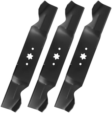 ILONPA (3 54" Mulching Mower Blades for MTD Cub Cadet Troy Bilt Craftsman 942-0677B RZT54 GT1554 GTX1054 RZT-S54 Replace 942-0677A 742-0677B 742-0677A 742-0677 942-0677 54 inch Deck Lawn Mower, Black Mulching