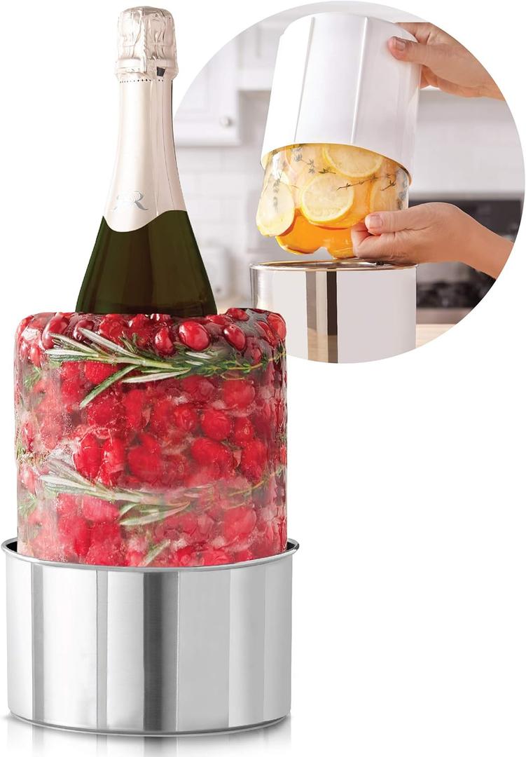Champagne Bucket Ice Mold, Create a Custom Ice Bucket for Wine or Liquor Bottles, Includes Stainless Steel Drip Tray, Add Decorations for a Unique Centerpiece