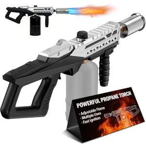 Powerful Propane Torch Gun | Propane Torch Gun Flamethrower with Adjustable Flame | Flame Torch Gun for BBQ, Searing Steak, Grill, Camping, Charcoal Lighter & Campfire Starter | Tank Not Included