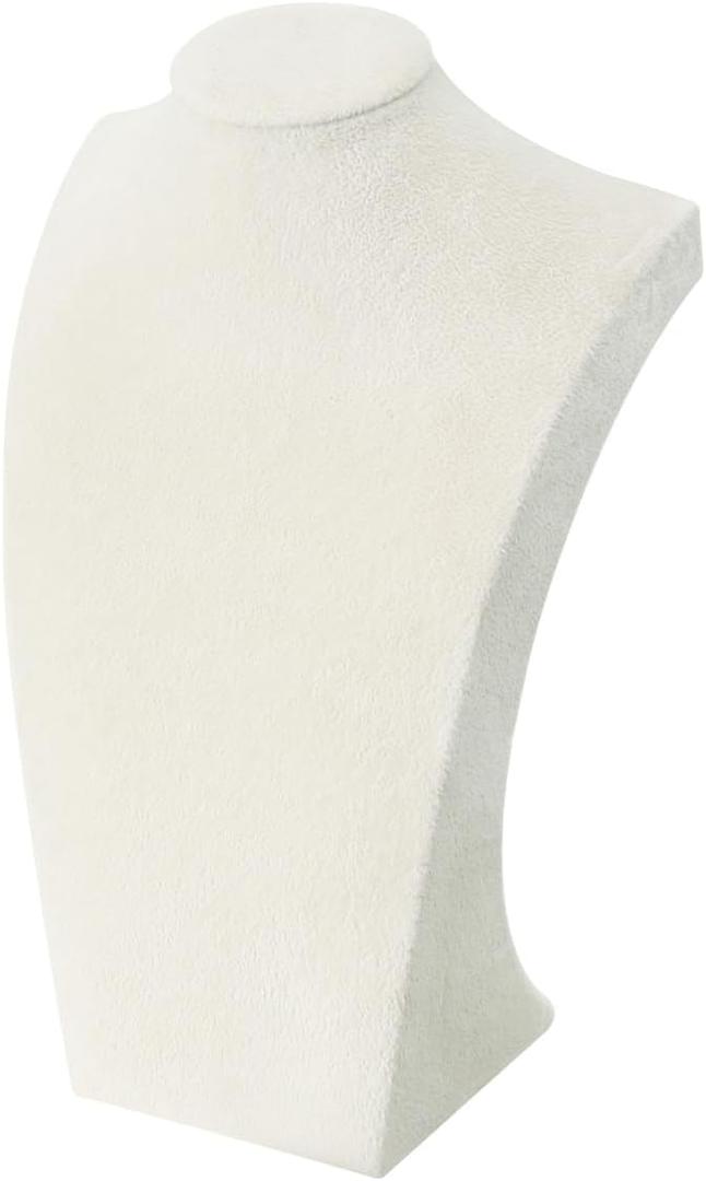 Coward Necklace Bust Stand, Necklace Holder Stand, Beige Velvet Necklace Jewelry Display Holder for Home Use or Store Shop Show (9" Hight)