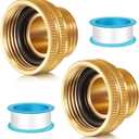 Dreyoo 2 Pack Solid Brass Garden Hose Adapter, 3/4'' GHT Garden Hose Male x 1'' NPT Female Connector, 1 Inch Male Thread to 1.3 Inch Pipe Fittings Thread, with Rubber Gasket (1"FHT x 3/4"MHT)