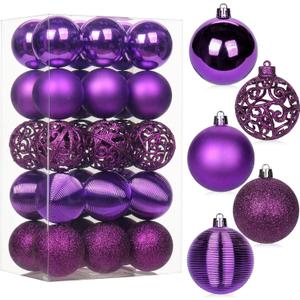 30PCS 2.36" Christmas Ball Ornaments Shatterproof Purple Christmas Tree Decorations Xmas Tree Balls Halloween Ornaments Dcor