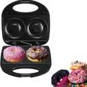 Mini Donut Maker Machine for Kid-Electric Non-Stick Surface Makes 2 Mini Doughnuts-Friendly Breakfast, Snacks, Desserts-Black (2 Holes X4")