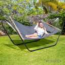 SUNCREAT Universal Steel Outdoor Hammock Stand Only, Heavy Duty, Weather-Resistant Hammock Stand for Outside, Fits 9.5 to 14 Feet Long Hammock, 475-Pound Capacity, Patent Pending, Black