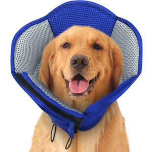 SUNFURA Dog Cone - Soft Cone for Dogs to Stop Licking, Pet E-Collar Alternative After Surgery, Adjustable Pet Recovery Collar for Wound Healing, Blue Large