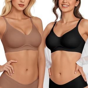 Vertvie Wireless Bras for Women Full Coverage Supportive Seamless Bralettes No Underwire Push Up Comfort Soft T-Shirt Bra M