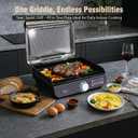 Nonstick Cast Iron Griddle for Ninja Sizzle Smokeless Indoor Grill Nanoceramic Griddle Insert for Ninja Grill GR101 GR101 14 inch Flat Top Grill Plate for Smokeless Sizzle GR100 Series