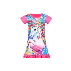 Kid Girls Nightgown Night Dress Unicorn Rainbow Princess Pajamas Sleepwear Nightie