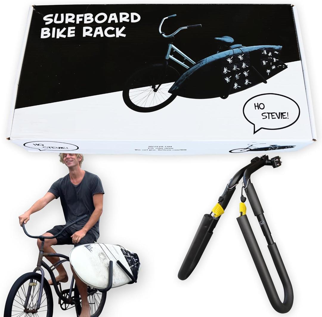 Ho Stevie! Surfboard Bike Rack - Fits Most Bikes, Easy Install, for Surf Boards 8 Feet Or Shorter - Cruise to Your Surf Spot