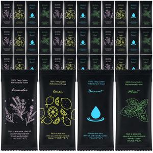 Moist Cotton Towel Bulk Moist Towelettes Individually Wrapped 8.7" x 8.7",White Towel Services,Refreshment Pre Moistened Towels Lavender,Lemon,Mint and Unscented for Sport Party Spa (pack of 200)