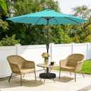 MEWAY 9ft Patio Umbrella Outdoor Table Umbrellas with Push Button Tilt and Crank, Market Umbrella 8 Sturdy Ribs for Deck, Garden, Pool and Backyard, Teal