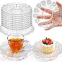 ZEAYEA 10 Pack 5.5 Inch Clear Glass Plates, Small Decorative Dessert Plates for Salad, Fruit, Cake, Snack, Appetizer, Small Meals, Sunflower Pattern Glass Tea Saucer for Teacup