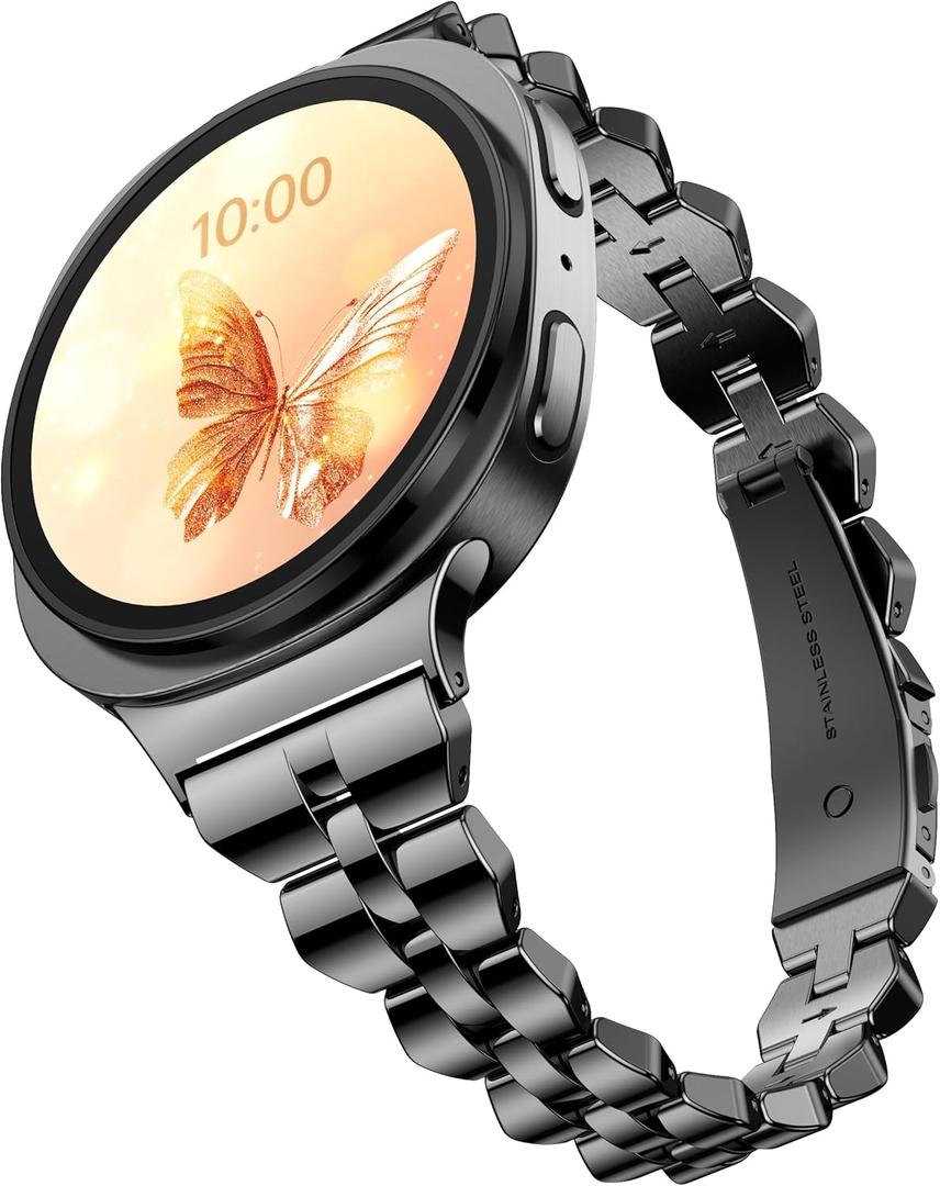 GELISHI Compatible with Galaxy Watch 8 Band 40mm 44mm for Women, Stainless Metal Slim Bands for Galaxy Watch 8 Classic 46mm (Black)