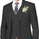 Boys Linen Suits for Kids Summer Slim Fit 3 Piece Beach Wedding Outfit Light Weight Tuxedo Linen Suit Set (16, Black)