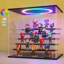 LANSCOERY Acrylic Display Case with RGBW Lights, 6 Tier Black