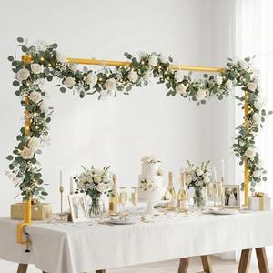 Adjustable Over The Table Arch Stand with Clamps - Heavy Duty Metal Balloon Table Rod for Wedding, Birthday, Halloween, Christmas Decorations -8FTx4FT Indoor & Outdoor Party Decor Frame