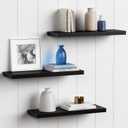 Forbena 24 Inch Long Black Floating Shelves for Wall, Large Wall Shelves for Living Room Decor Bedroom Books, Invisible Wall Mounted Shelves for Bathroom Office Closet TV Shoes - Set of 3