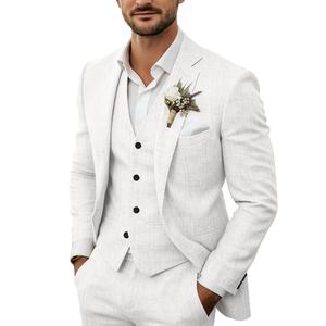 Wedding Prom Groom Suits Blazer Pants Sets Mens Tuxedo Suit Set White, Large