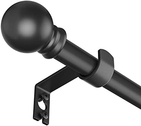 SMODBRODRE Black Curtain Rods for Window 28 to 48, 5/8 inch Small Decorative Curtain Rod Set with Brackets