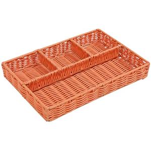 Pack Of 2 Tea Bag Organizer Tray Sugar Packet and Coffee Station Condiment Organizer, Plastic Wicker Storage Baskets 4-Section Rectangular Tray Imitation Rattan Woven Desktop Storage