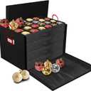 HOLDN' STORAGE Christmas Ornament Storage Box with Dividers, Stores Ornaments up to 96 of 3 Inch Large Christmas Ball Storage Containers with 4 Trays - Black