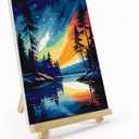 JOOZ Starry Sky Paint by Numbers Kit for Adults with Frame, Adult Paint by Number Kits with Easel, DIY Starry Night Landscape Oil Painting Kit for Home Wall Decor 8x12 Inch