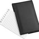 D&K Black Leather Notepad Holder for 3x5 Memo Pads, Refillable Pocket Notebook with Wallet for Law Enforcement, Investigator, Security Officer Gifts, EDC Case, Includes Small Flip Pocket Note Pad